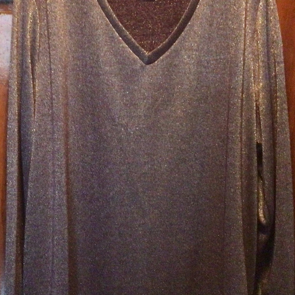 Faded Glory shimmering silver and maroon long sleeve sweater. Size 3x